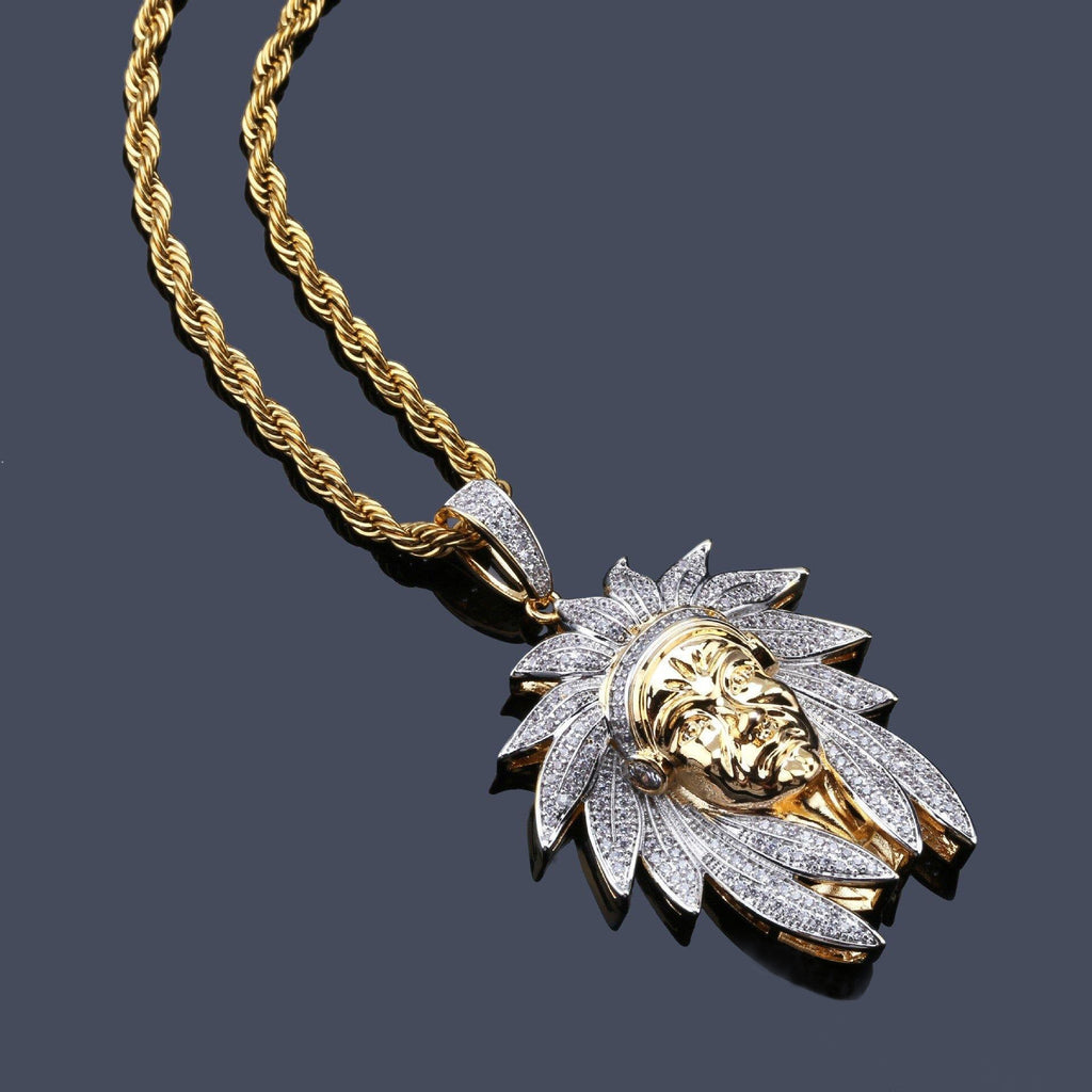 Official Limited  Gold-Plated Two-tone Indian Chief Pendant