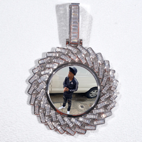 Large 3D Baguette Custom Picture Pendant