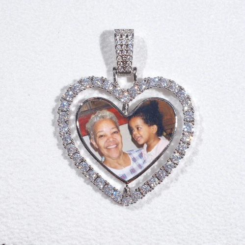 3D Spinning 2-Faced Heart Custom Picture Pendant