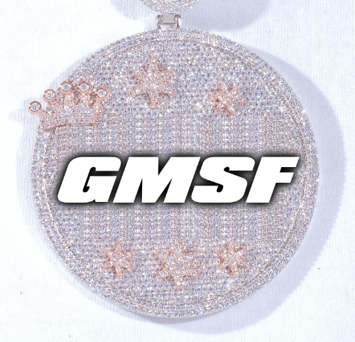 CUSTOM LETTER NECKLACE 3D BIG CROWN DISC