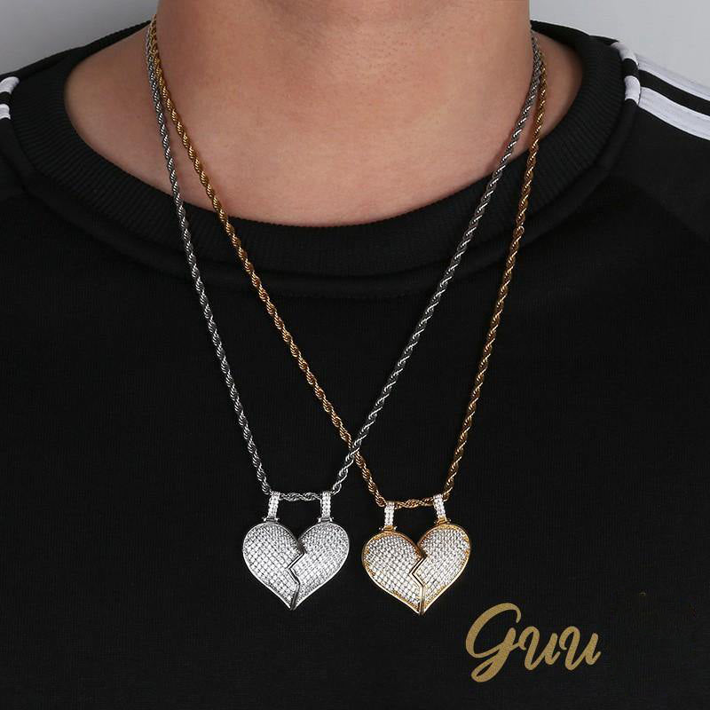 18K Gold-Plated Micro-inlay  AAA CZ  Broken Of Heart Pendant - The GUU Shop