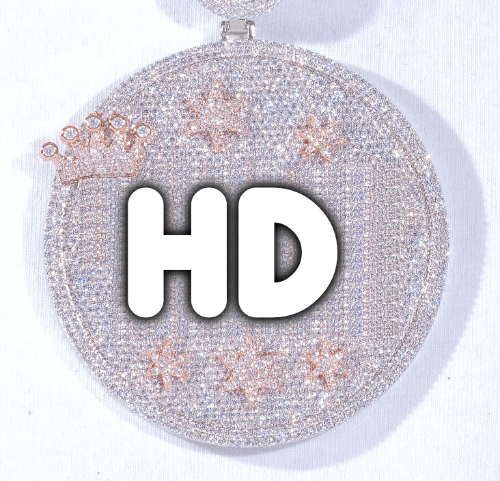 CUSTOM LETTER NECKLACE 3D BIG CROWN DISC