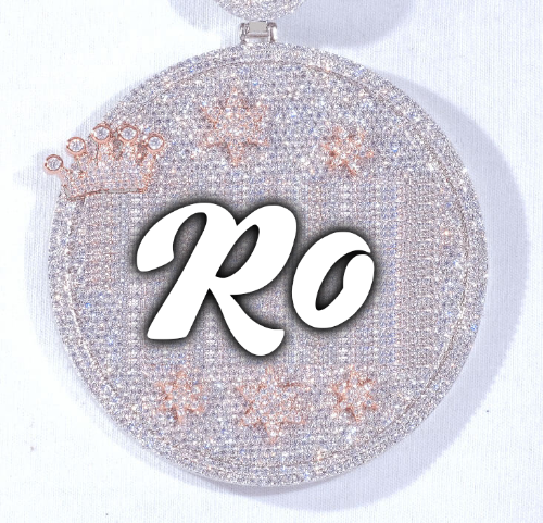 CUSTOM LETTER NECKLACE 3D BIG CROWN DISC