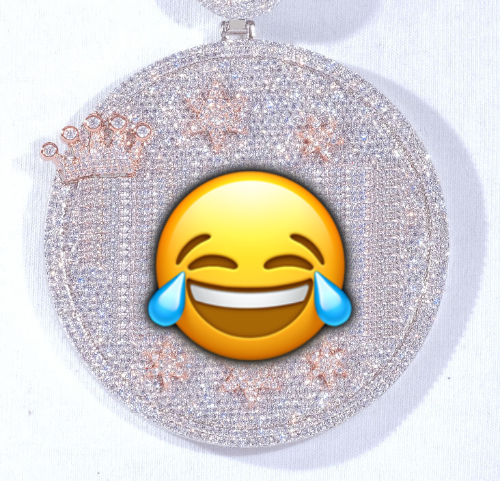 CUSTOM LETTER NECKLACE 3D BIG CROWN DISC