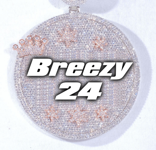 CUSTOM LETTER NECKLACE 3D BIG CROWN DISC