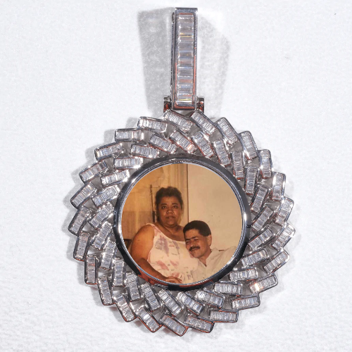 Large 3D Baguette Custom Picture Pendant