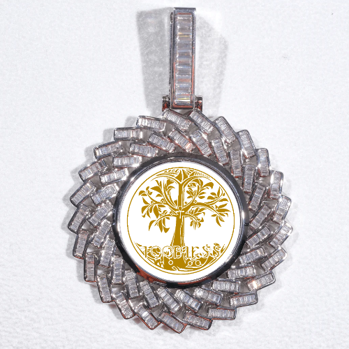 Large 3D Baguette Custom Picture Pendant
