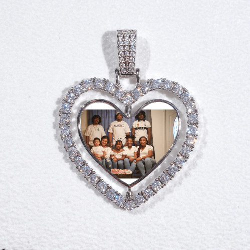 3D Spinning 2-Faced Heart Custom Picture Pendant