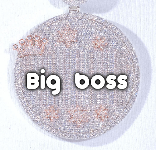 CUSTOM LETTER NECKLACE 3D BIG CROWN DISC