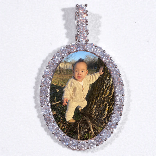 Large 3D Oval Custom Picture Pendant