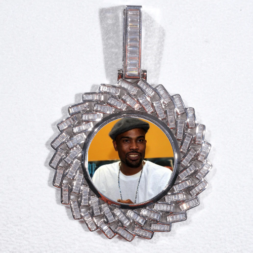 Large 3D Baguette Custom Picture Pendant