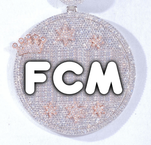 CUSTOM LETTER NECKLACE 3D BIG CROWN DISC