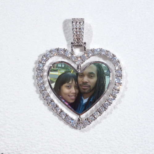 3D Spinning 2-Faced Heart Custom Picture Pendant