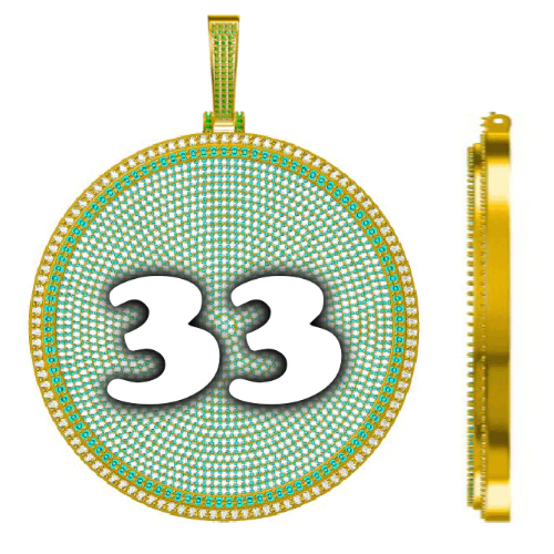 CUSTOM LETTER NECKLACE 3D BIG DISC