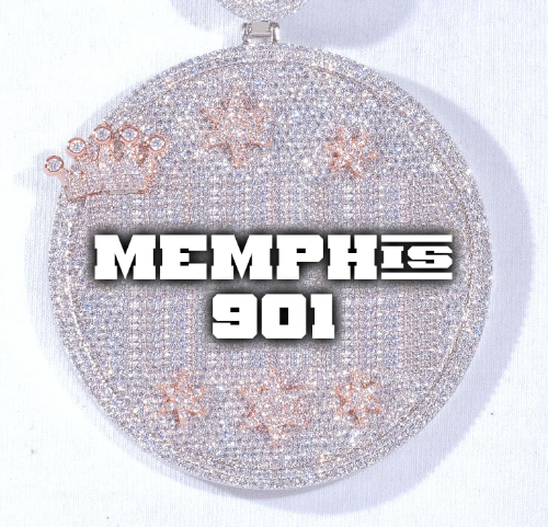 CUSTOM LETTER NECKLACE 3D BIG CROWN DISC