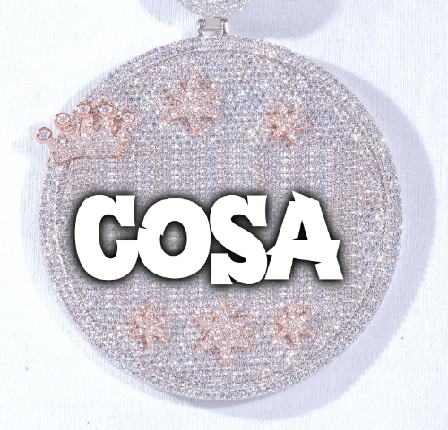 CUSTOM LETTER NECKLACE 3D BIG CROWN DISC
