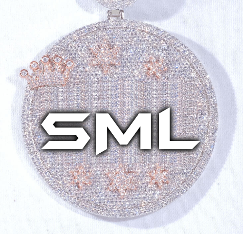 CUSTOM LETTER NECKLACE 3D BIG CROWN DISC