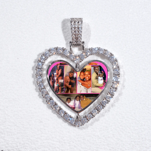 3D Spinning 2-Faced Heart Custom Picture Pendant