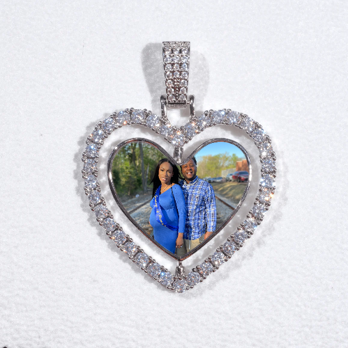 3D Spinning 2-Faced Heart Custom Picture Pendant