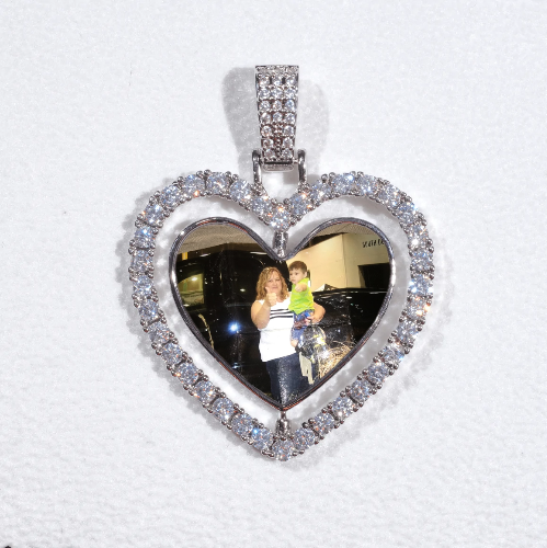 3D Spinning 2-Faced Heart Custom Picture Pendant