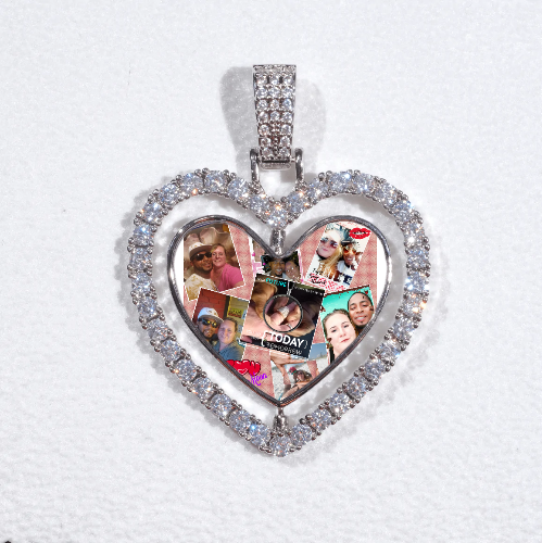 3D Spinning 2-Faced Heart Custom Picture Pendant