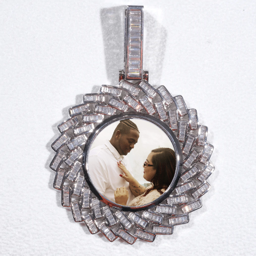 Large 3D Baguette Custom Picture Pendant