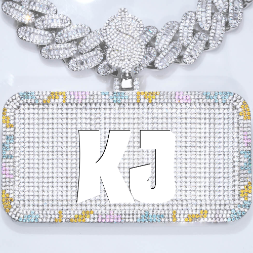CUSTOM LETTER NECKLACE 3D COLORFUL SQUARE
