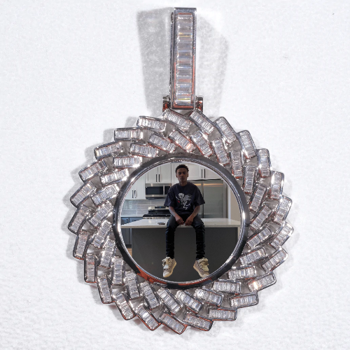 Large 3D Baguette Custom Picture Pendant