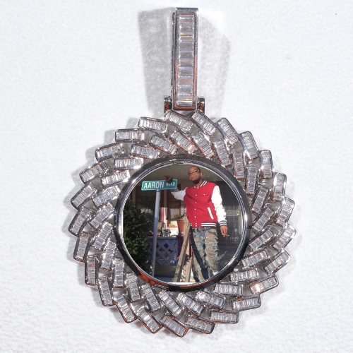 Large 3D Baguette Custom Picture Pendant