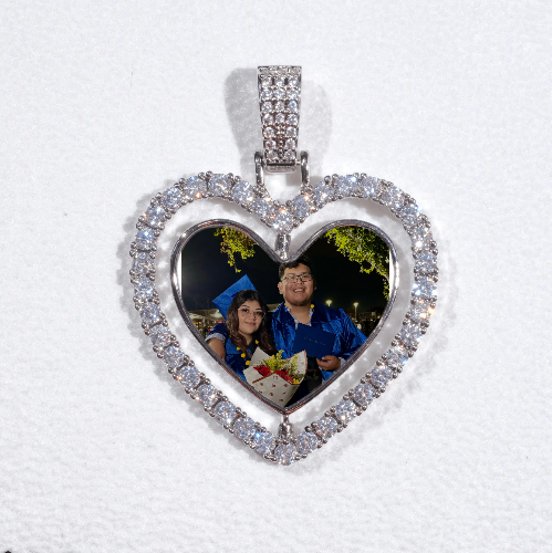 3D Spinning 2-Faced Heart Custom Picture Pendant