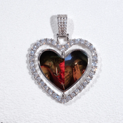 3D Spinning 2-Faced Heart Custom Picture Pendant