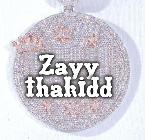 CUSTOM LETTER NECKLACE 3D BIG CROWN DISC