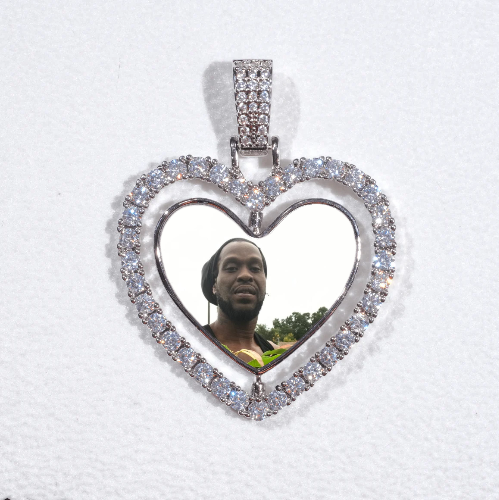 3D Spinning 2-Faced Heart Custom Picture Pendant