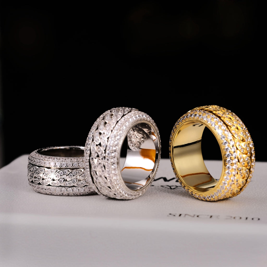 Rotatable 5-Layer Iced Cuban Ring - The GUU Shop