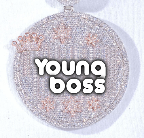 CUSTOM LETTER NECKLACE 3D BIG CROWN DISC
