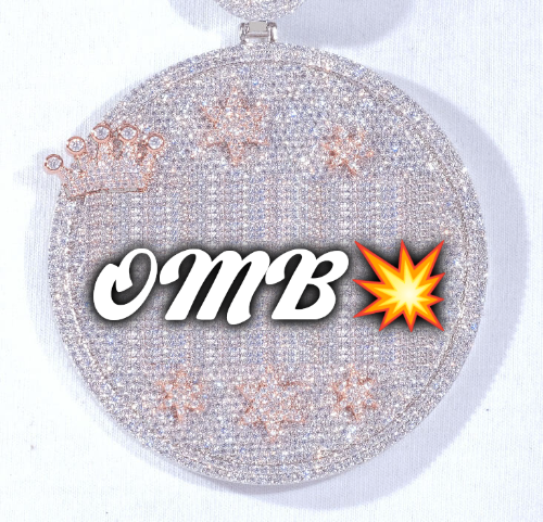 CUSTOM LETTER NECKLACE 3D BIG CROWN DISC