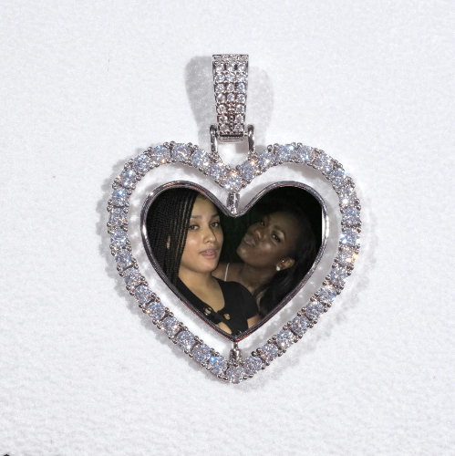 3D Spinning 2-Faced Heart Custom Picture Pendant