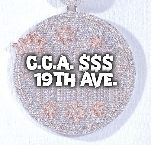 CUSTOM LETTER NECKLACE 3D BIG CROWN DISC