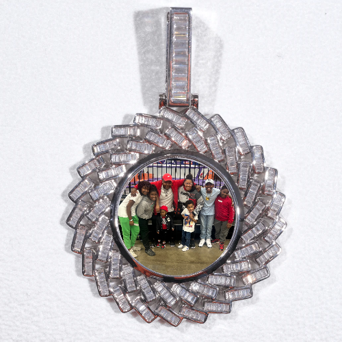 Large 3D Baguette Custom Picture Pendant