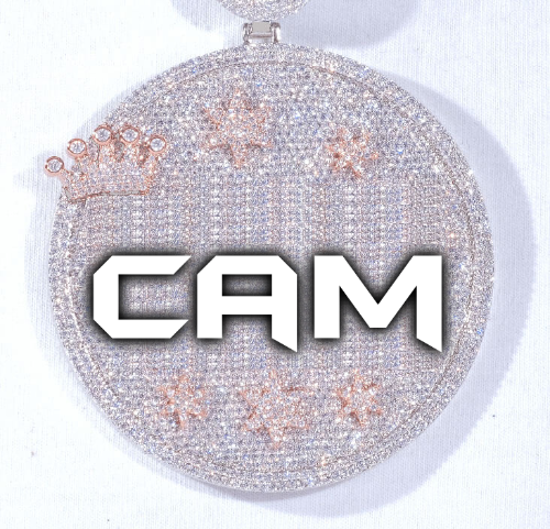 CUSTOM LETTER NECKLACE 3D BIG CROWN DISC