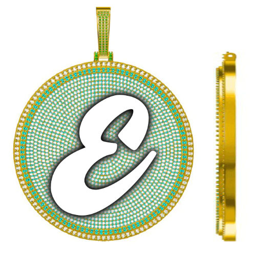 CUSTOM LETTER NECKLACE 3D BIG DISC