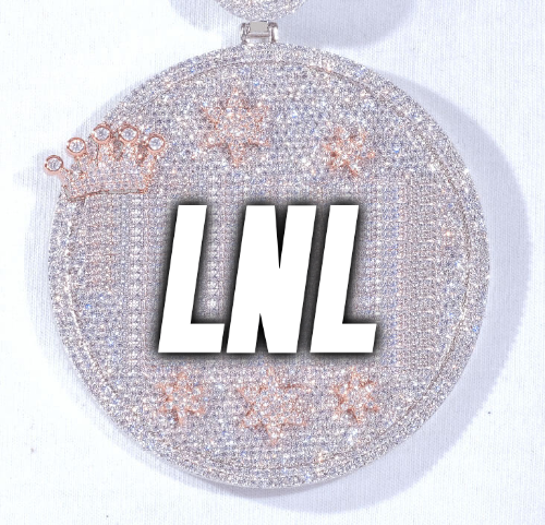 CUSTOM LETTER NECKLACE 3D BIG CROWN DISC