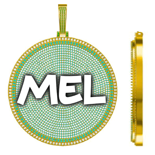CUSTOM LETTER NECKLACE 3D BIG DISC