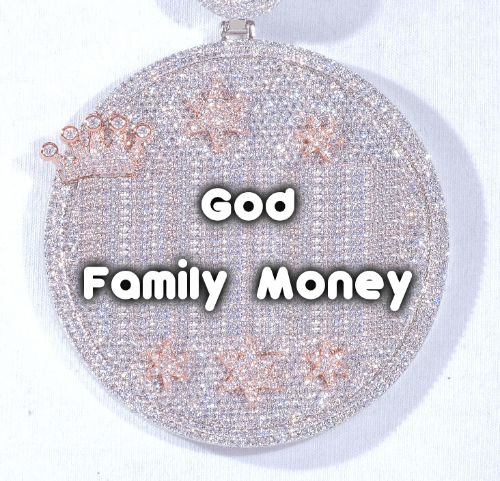 CUSTOM LETTER NECKLACE 3D BIG CROWN DISC