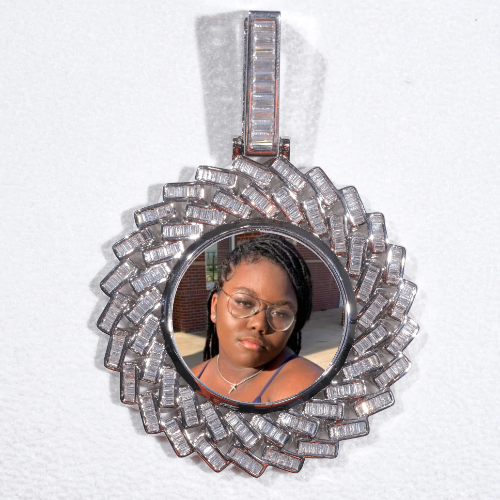 Large 3D Baguette Custom Picture Pendant