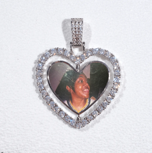 3D Spinning 2-Faced Heart Custom Picture Pendant