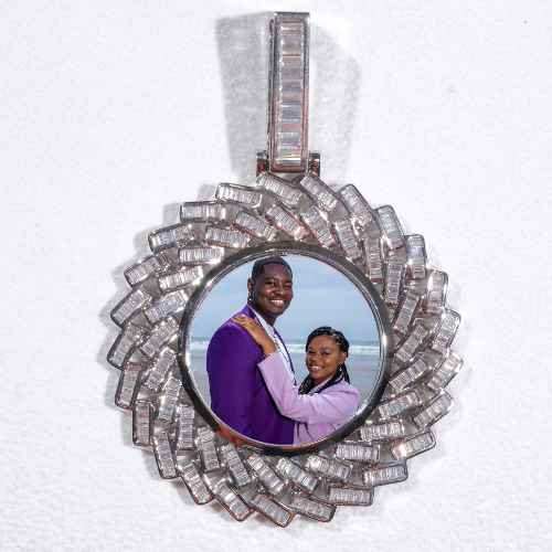 Large 3D Baguette Custom Picture Pendant