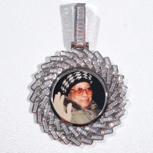 Large 3D Baguette Custom Picture Pendant