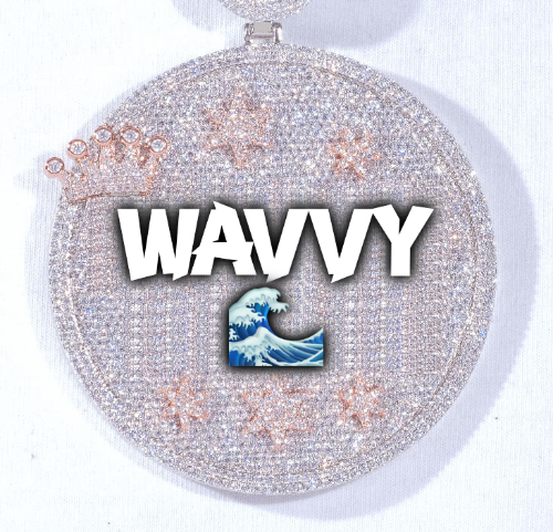 CUSTOM LETTER NECKLACE 3D BIG CROWN DISC