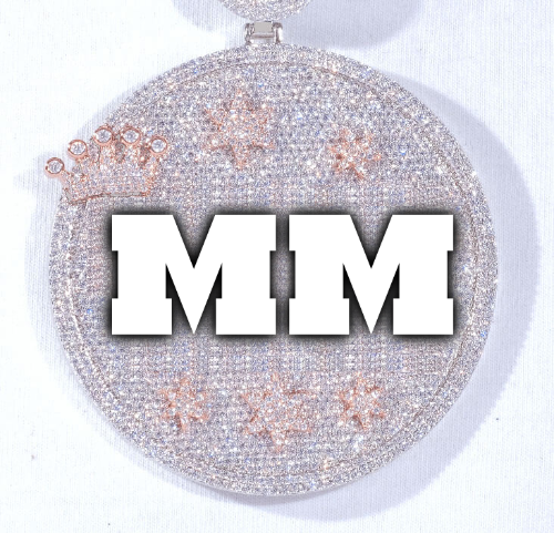 CUSTOM LETTER NECKLACE 3D BIG CROWN DISC